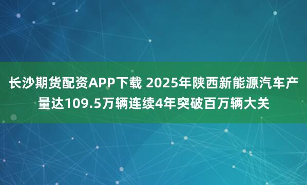 长沙期货配资APP下载 2025年陕西新能源汽车产量达109.5万辆连续4年突破百万辆大关